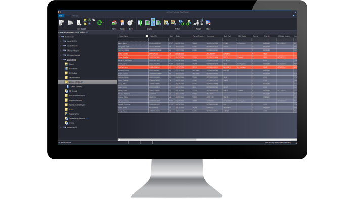 global worklist interface screen in a monitor