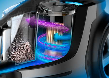 Su technologija &bdquo;PowerCyclone&ldquo; siurbimo galia ilgiau i&scaron;lieka kaip įmanoma stipresnė