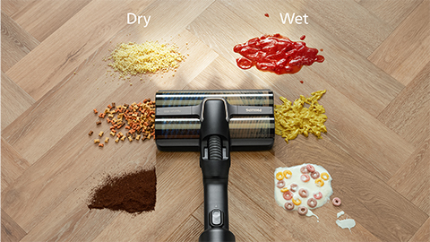 9000 serijos belaidis sauso ir drėgno valymo siurblys &bdquo;AquaTrio&ldquo; valo drėgnus ir sausus ne&scaron;varumus